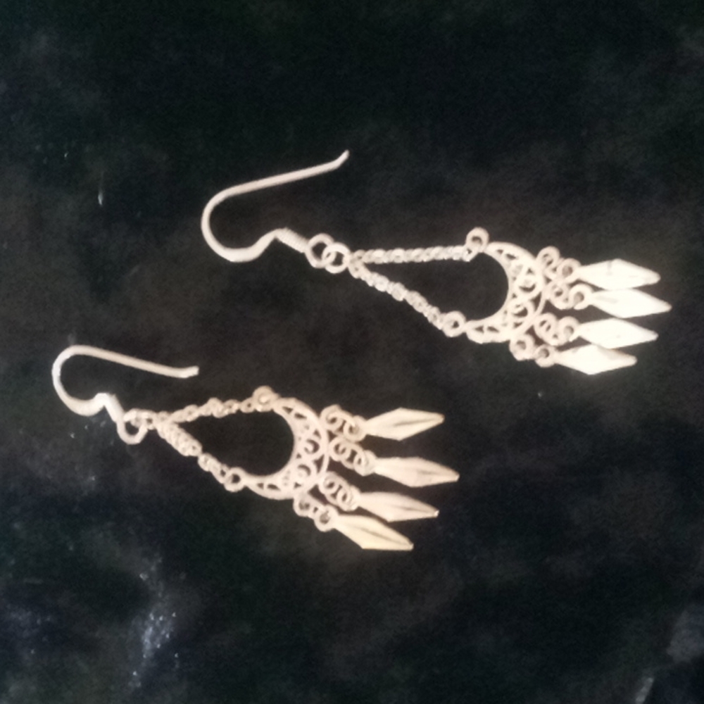 Bohemian style earrings 925 Sterling silver .